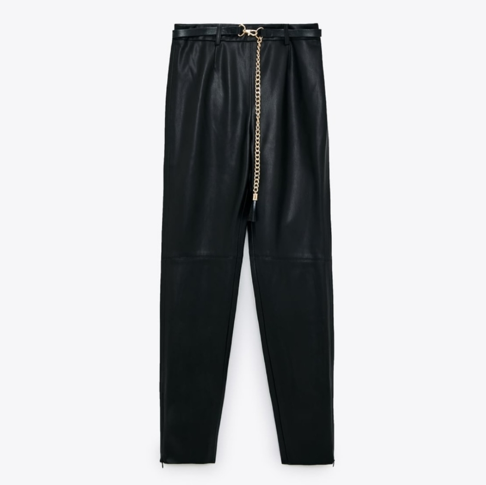 Zara faux leather belted leggings - Picture 3 of 5